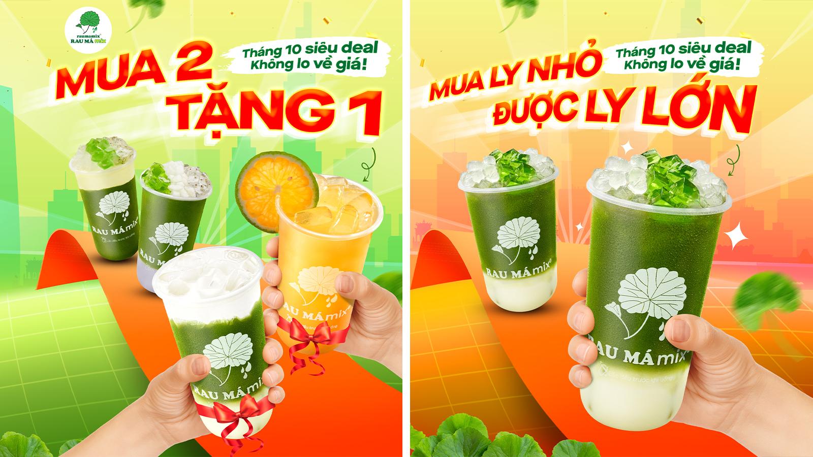 thiết kế web chuỗi đồ uống Rau Má Mix