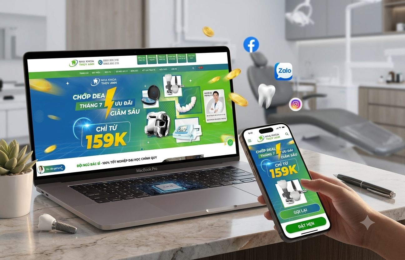 Thiết kế website nha khoa - ưu đãi dịch vụ