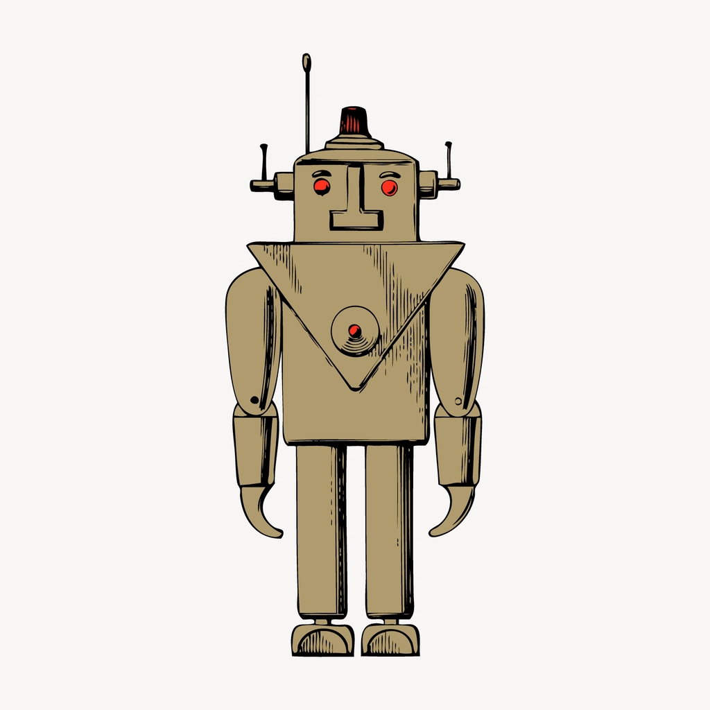 Cute robot clipart, color drawing